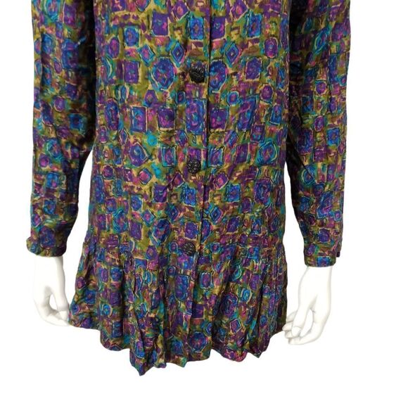 Vintage Betty & Shelia Abstract Warm Tone Peplum Hem Top 80's/90's - Picture 12 of 16